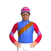 Royal Blue, Brown Reverse Sash, Crimson Sleeves, Lavender Chevron And Cap With Crimson Hoops