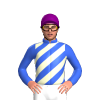 Royal Blue, Cream Diagonal Stripes, Purple Cap
