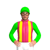 Cerise, Yellow Braces, Lime Sleeves And Cap