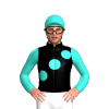Black, Turquoise Spots Sash, Sleeves And Cap