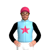 Sky Blue, Cerise Star, Black Sleeves, Cerise Cap