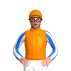 Orange, Red, White And Blue Striped Sleeves, Orange Cap