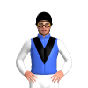 Royal Blue Red V White Sleeves Black Cap