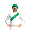 White, Emerald Green Sash And Cap