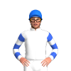 White, Royal Blue Hooped Sleeves, Blue Cap