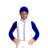 White, Navy Blue Seams, Navy Blue Sleeves And Cap