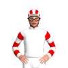 White, Red Hooped Sleeves, Striped Cap