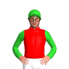 Red And White Diagonal Stripes, Lime Green Sleeves And Cap