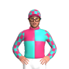 Pink, Turquoise Quarters, Checked Sleeves And Cap
