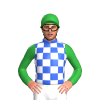 Royal Blue And White Checks, Green Sleeves And Cap