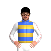 Royal Blue And Gold Hoops, White And Red Seams Sleeves, Black Cap
