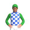 Royal Blue, White Checks, Green Sleeves And Cap