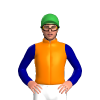 Orange, Dark Blue Sleeves, Green Four Leaf Clover On Cap