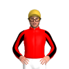 Red, Gold Diamond, Red And Black Striped Sleeves, Gold Cap