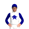 White, Navy Blue Horsehead With Star, Navy Blue Sleeves And Cap, White Tassel