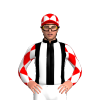 Black, White Stripes, Red And White Diamonds Sleeves And Cap