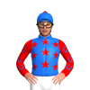 Blue, Red Stars, Red Sleeves With Blue Horseshoes And Cap, Red Pom Pom