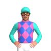 Hot Pink With Royal Blue, Purple And Turquoise Diamonds, Sleeves And Cap