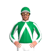 Emerald Green, White Inverted Vee And Collar, Striped Sleeves, White Cuffs, Peak And Pom Pom