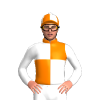 Orange And White Quarters, White Sleeves, Quartered Cap, White Pom Pom