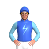 Royal Blue, Sky Blue Lightning Bolt, Sleeves And Pom Pom