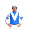 Blue, White Vee And Sleeves, Blue Armbands, White Cap