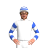 White, Royal Blue Hooped Sleeves And Cap