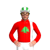 Red And White Thirds, Green Cedar Tree, White Cap, Green Stripes