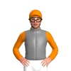 Grey, Orange Sleeves And Cap