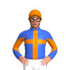 Royal Blue, Orange Cross, Diabolo Sleeves, Orange Cap