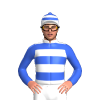 White, Royal Blue Butchers Hoops And Sleeves, Butchers Hoops Cap, Royal Blue Pom Pom