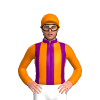 Purple, Orange Stripes, Orange Sleeves And Cap