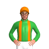 Green, Orange Braces, Orange Cap