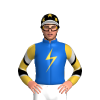 DENIM, GOLD LIGHTNING BOLT, GOLD & SILVER CHEVRONS ON SLEEVES, BLACK TWO CHEVRONS , GOLD CHEVRON,BLACK CAP,GOLD STARS , WHITE PEAK