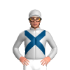 SILVER, INDIGO CROSSED SASHES, WHITE PEAK