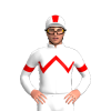 WHITE,RED ZIGZAG CHEVRON,RED ARMBANDS,WHITE CAP,RED STRIPE