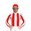 WHITE ,RED STRIPES, RED SLEEVES, WHITE STRIPES, RED CAP, LIGHT PINK ZIGZAG CHEVRON, WHITE PEAK