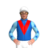 DENIM,RED VEE,SKY BLUE SLEEVES,DENIM STARS,WHITE CAP,DENIM CIRCLE