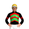 BLACK,RED CHEVRONS,GREEN TWO CHEVRONS,BLACK SLEEVES, RED AND GREEN ARMBANDS,GOLD CAP,WHITE PEAK