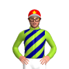 YELLOW GREEN,NAVY DIAGONAL STRIPES,RED CAP,YELLOW STAR,WHITE PEAK