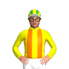 YELLOW, ORANGE STRIPES, YELLOW SLEEVES, GREEN SEAMS, STRIPES CAP,WHITE PEAK