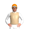 TAN, WHITE SLEEVES, ORANGE CAP,WHITE PEAK, COLLAR