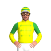 YELLOW , GREEN BRAIDS , HALVED SLEEVES , HOOPS CAP ,WHITE PEAK