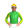 GREEN, YELLOW DIAMOND, YELLOW STRIPES SLEEVES, YELLOW CAP, RED STARS, WHITE PEAK