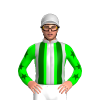 SILVER , LIME STRIPES, DARK GREEN BRACES,LIME SLEEVES, DARK GREEN STARS, SILVER CAP,WHITE PEAK