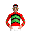 RED, BLACK CHEVRONS, GREEN TWO CHEVRONS, GREEN STARS SLEEVES, BLACK CAP, RED STARS, WHITE PEAK