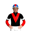 BLACK, RED VEE, RED SLEEVES, BLACK HALVED, WHITE ARMBANDS, DENIM CAP, RED STRIPE, WHITE PEAK