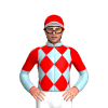 LIGHT BLUE, RED DIAMONDS, LIGHT BLUE SLEEVES, RED HALVED, RED CAP, WHITE PEAK