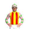 YELLOW, RED STRIPES, LIGHT PINK SLEEVES, LIME STARS, STARS CAP, WHITE PEAK