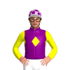 PURPLE, YELLOW DIAMOND BAND, YELLOW SLEEVES, PURPLE, LILAC CHECKS CAP, WHITE PEAK